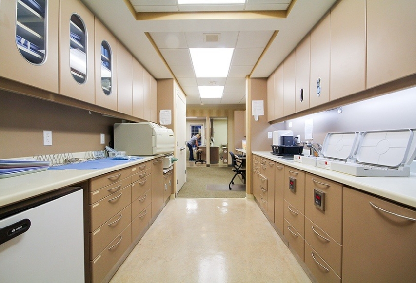 Sanitization and storage area in dental office